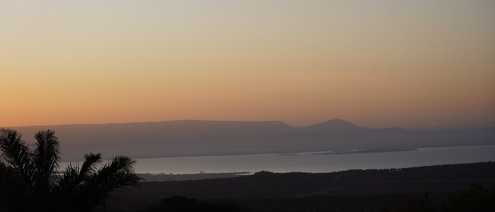Dusk over Lake Naivasha, the Rift wall a silhouette across the horizon